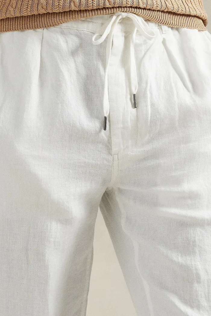 Lněné kalhoty Polo Ralph Lauren bílá 710940611