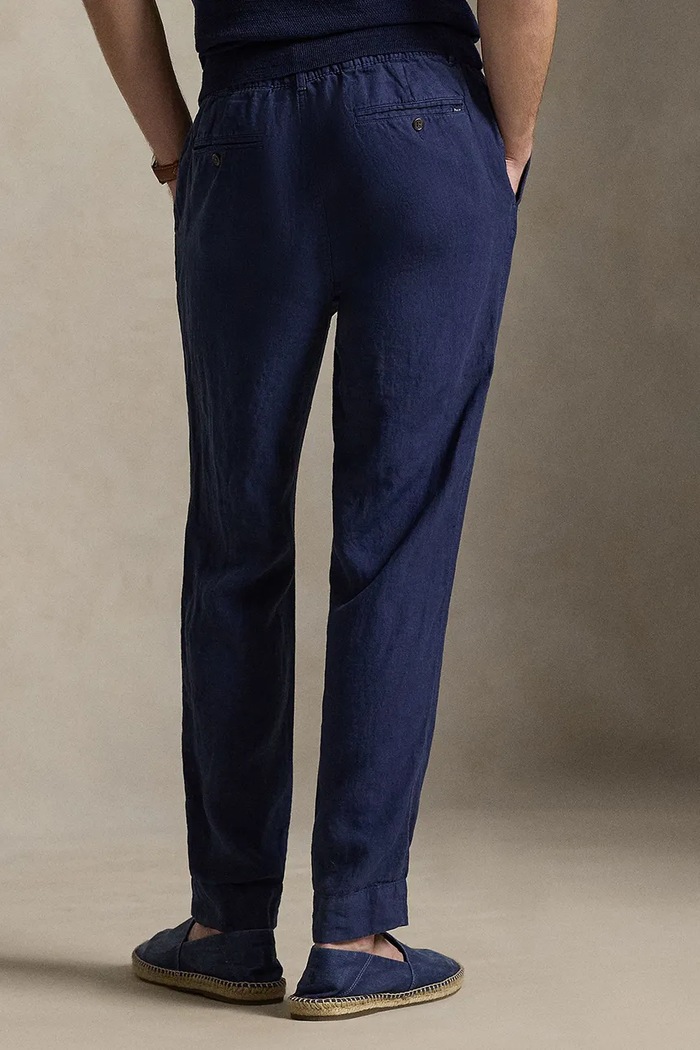 Lanene hlače Polo Ralph Lauren 710940611 mornarsko modra SS26