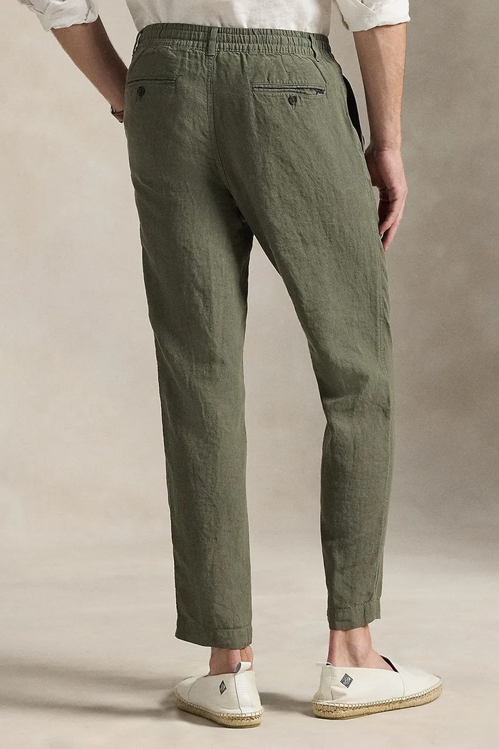 Lněné kalhoty Polo Ralph Lauren 710940611 zelená SS26