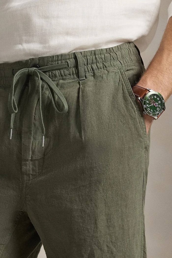 Lněné kalhoty Polo Ralph Lauren zelená 710940611