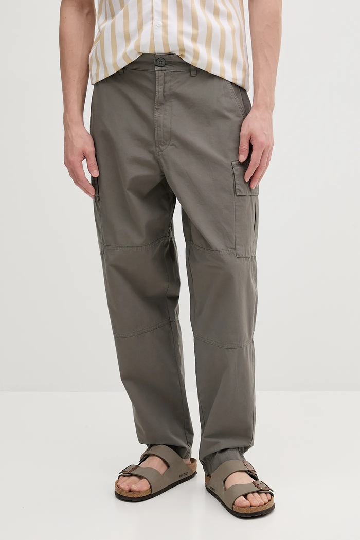 Barbour Βαμβακερό παντελόνι Barbour Relaxed Fit Cargo πράσινο MTR0759