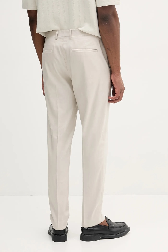 Oblačila Calvin Klein Hlače z mešanico lana Calvin Klein K10K114400 bež