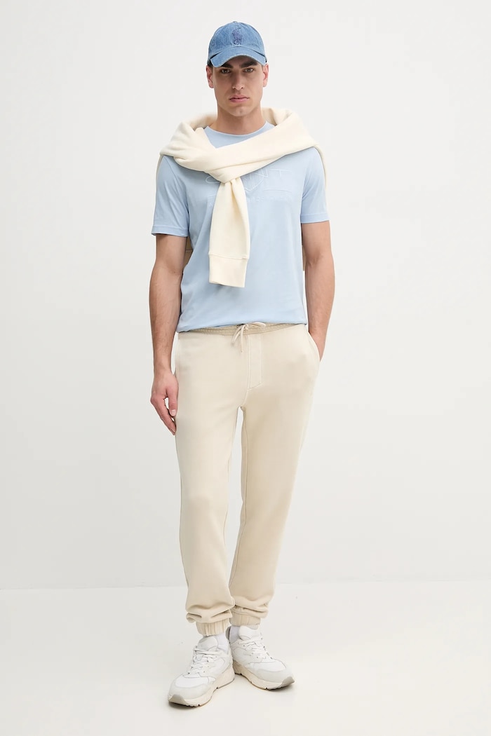 Calvin Klein Jeans spodnie dresowe bawełniane J30J327252 beżowy SS25