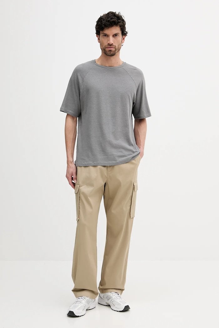 Calvin Klein Jeans spodnie LV040EM616 beżowy AW25