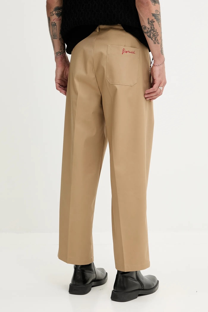 Îmbrăcăminte Fiorucci pantaloni Beige Logo Embroidered Chino Trousers M02SPBPA302CO01NA02 verde