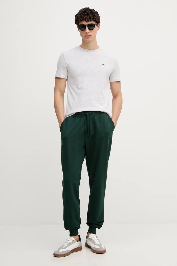 Tommy Hilfiger teplákové nohavice pánske bavlnené MW0MW37236 zelená SS26