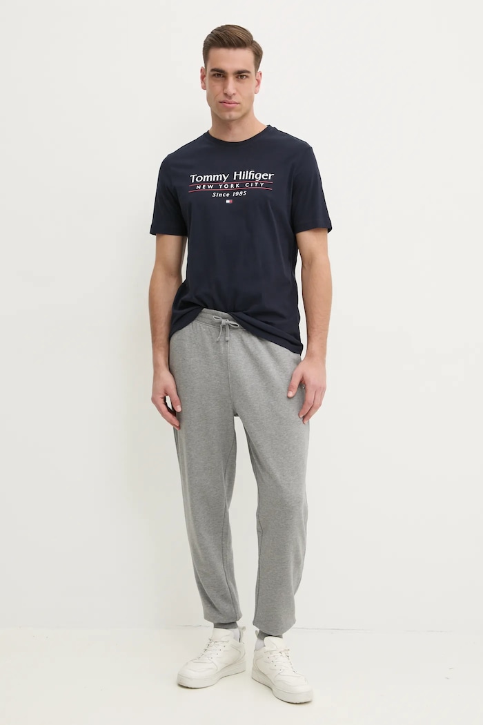 Tommy Hilfiger teplákové nohavice pánske bavlnené MW0MW37236 sivá SS26