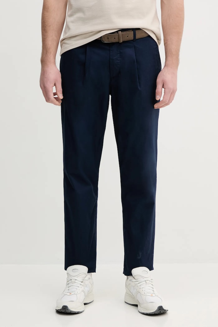 Hlače Tommy Hilfiger bez uzorka mornarsko plava MW0MW38796