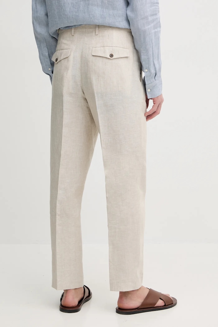 Oblečenie Ľanové nohavice Tommy Hilfiger SQTHL5607.SQTH500 béžová