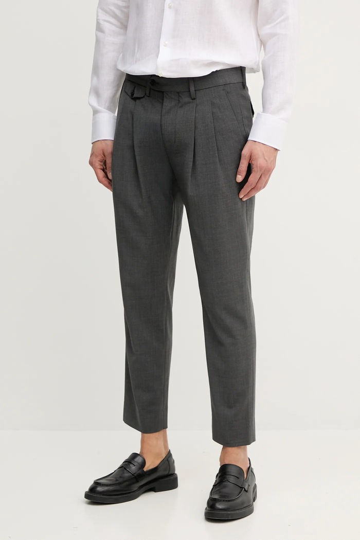Hlače s primesjo volne Tommy Hilfiger Tkanina siva SQTHL5608.SQTH401