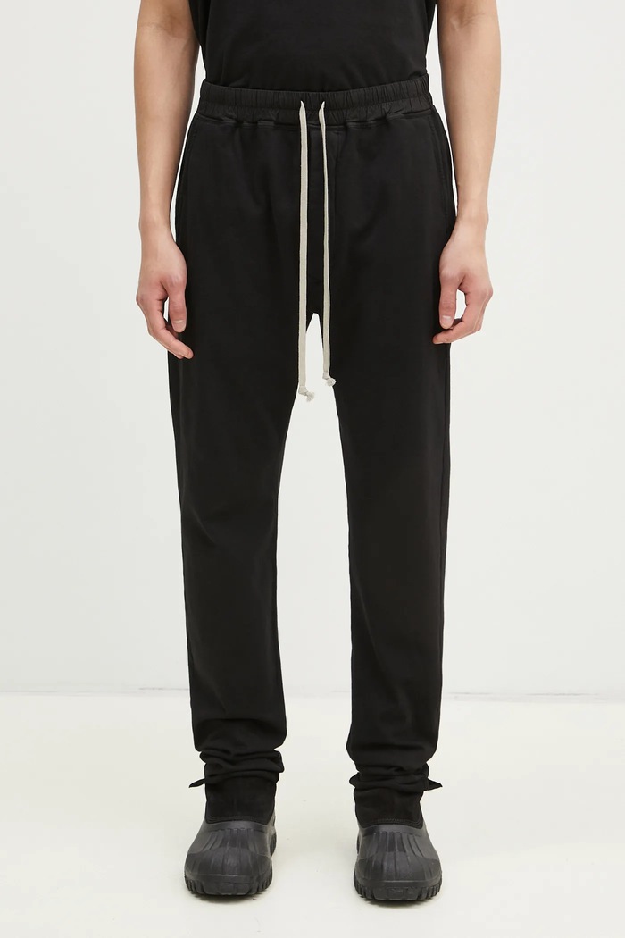 Rick Owens cotton joggers Berlin Drawstring plain black DU01E3392.RIG