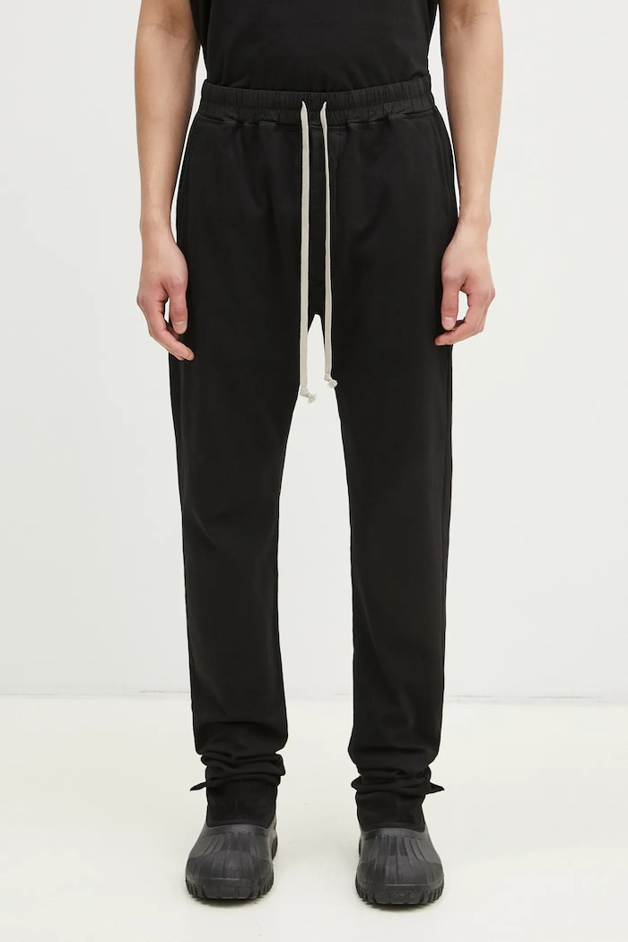 Rick Owens cotton joggers Berlin Drawstring plain black DU01E3392.RIG