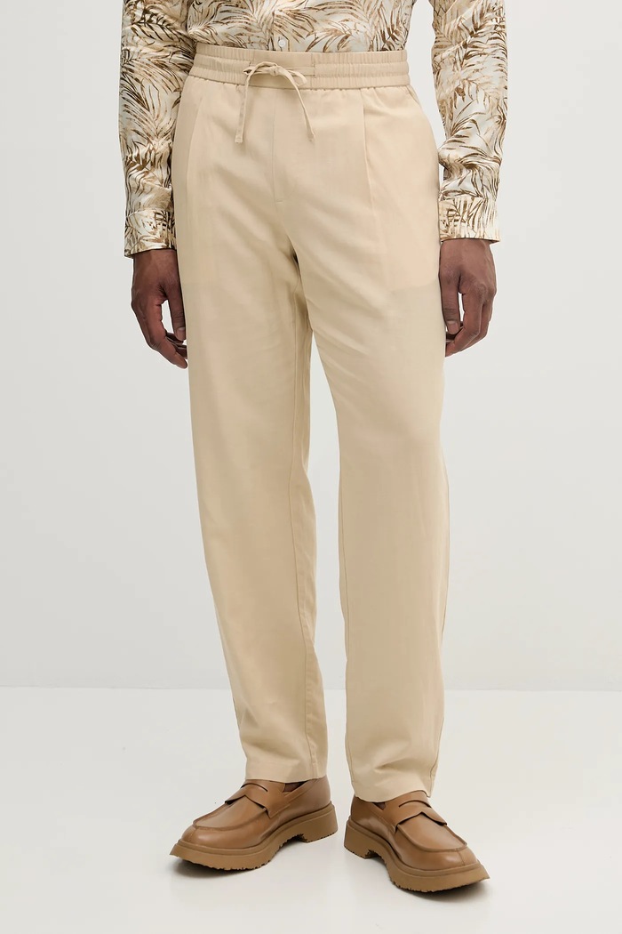 Παντελόνι με λινό μείγμα Marciano by Guess DANIEL ύφασμα μπεζ 5GHB03.2310Z