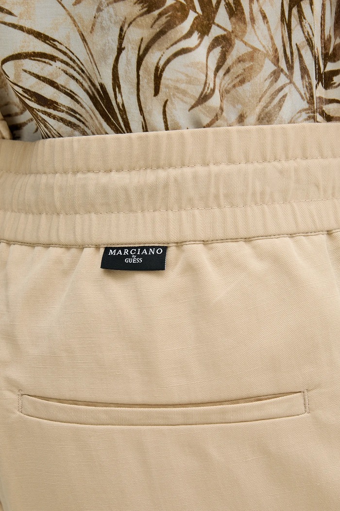Παντελόνι με λινό μείγμα Marciano by Guess DANIEL μπεζ 5GHB03.2310Z