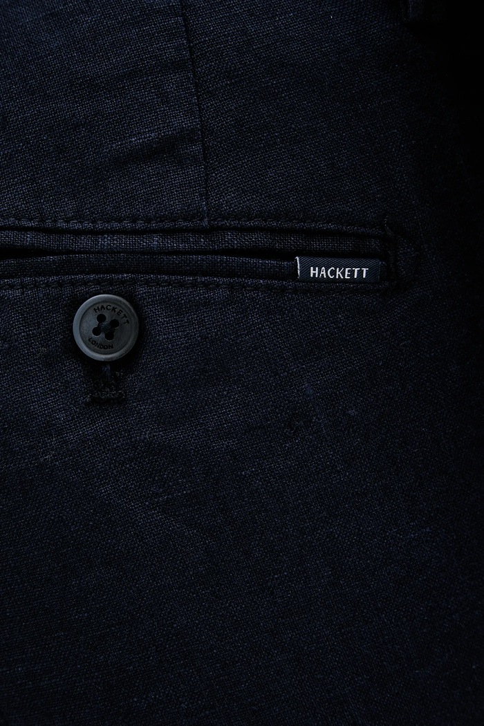 Lněné kalhoty Hackett London námořnická modř HM212726R