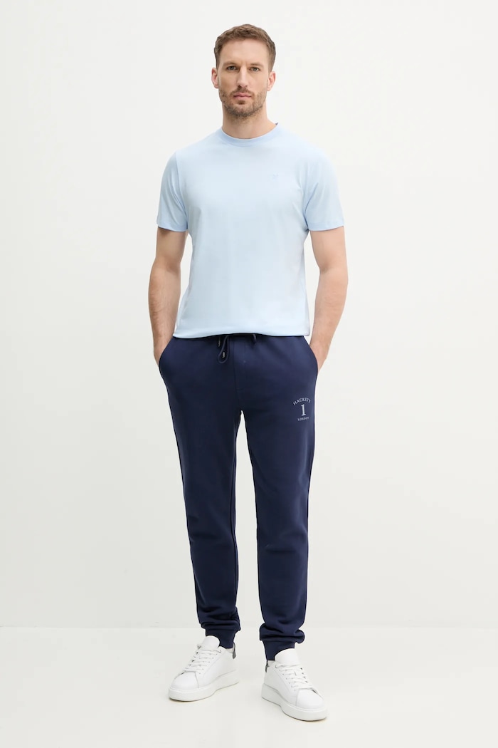 Hackett London spodnie dresowe bawełniane HM581338 granatowy SS25
