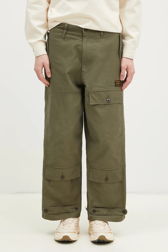 Памучен панталон Human Made Air Force Pants памук зелен HM29PT009