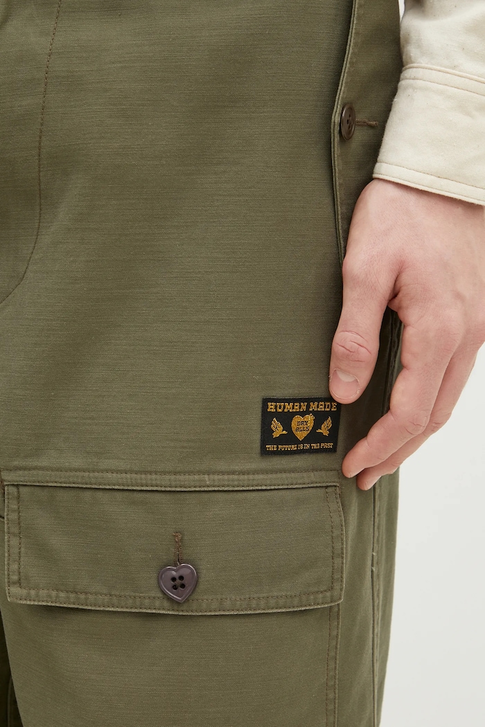 Памучен панталон Human Made Air Force Pants HM29PT009 зелен
