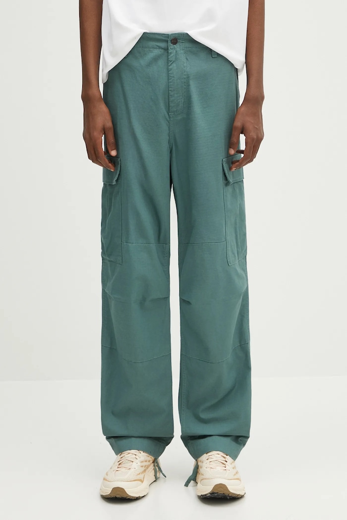 Carhartt WIP spodnie bawełniane Regular Cargo Pant gładkie zielony I032467.2M202