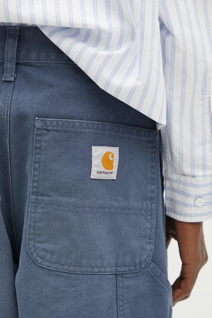 Carhartt WIP pantaloni in cotone Double Knee Pant blu I034796.2OT4O