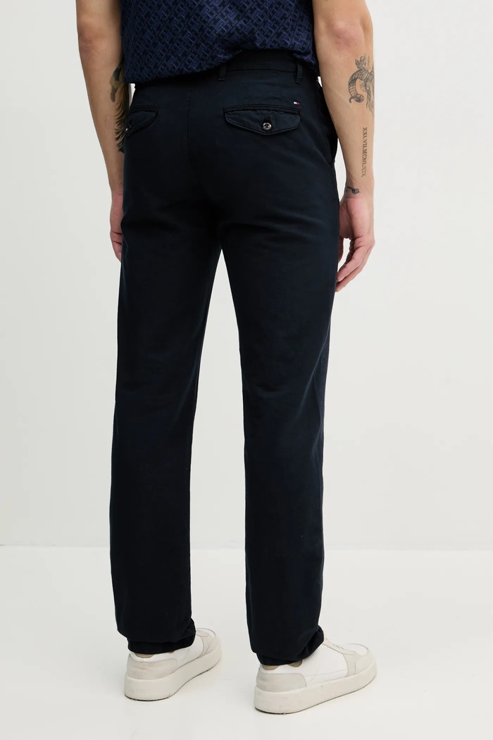 Îmbrăcăminte Tommy Hilfiger pantaloni din amestec de in MW0MW38792 bleumarin