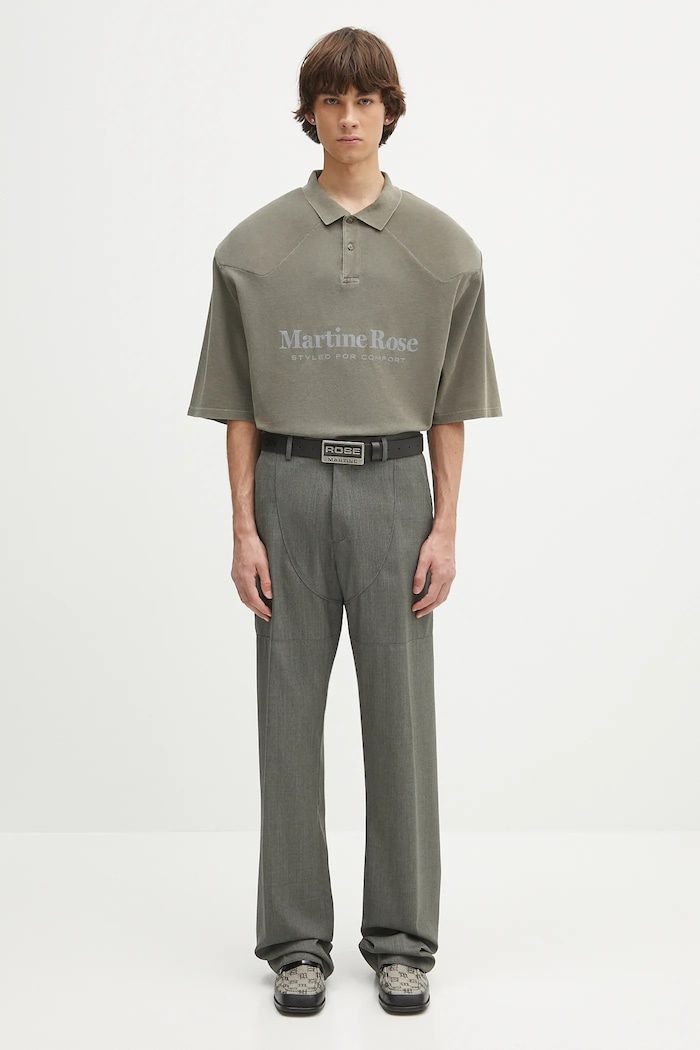 Martine Rose pantaloni in lana Wader Tailored 367WT11415 verde