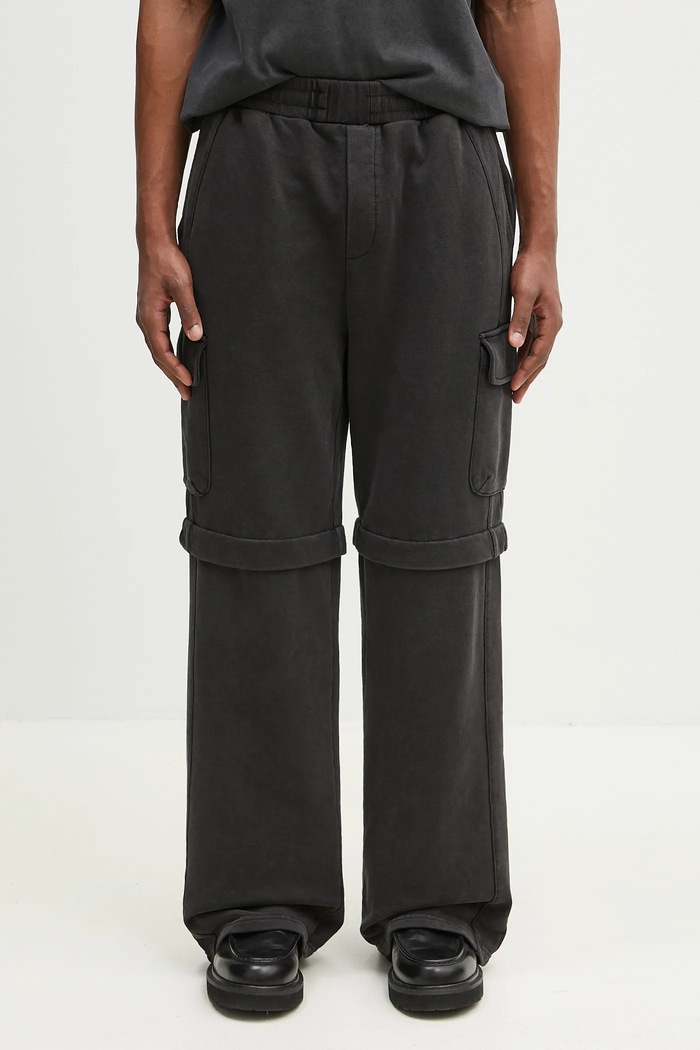 Daily Paper pamut melegítőnadrág Garment Wash Pants dzsörzé fekete 2511010