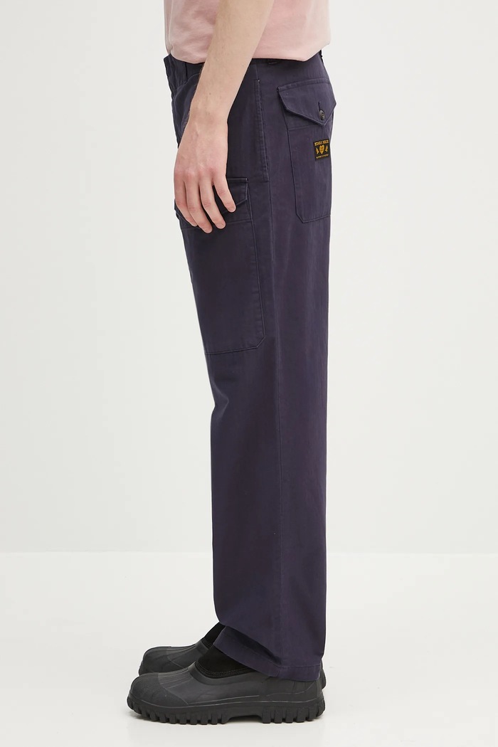 Памучен панталон Human Made Straight Cargo Pants HM29PT010 тъмносин SS25