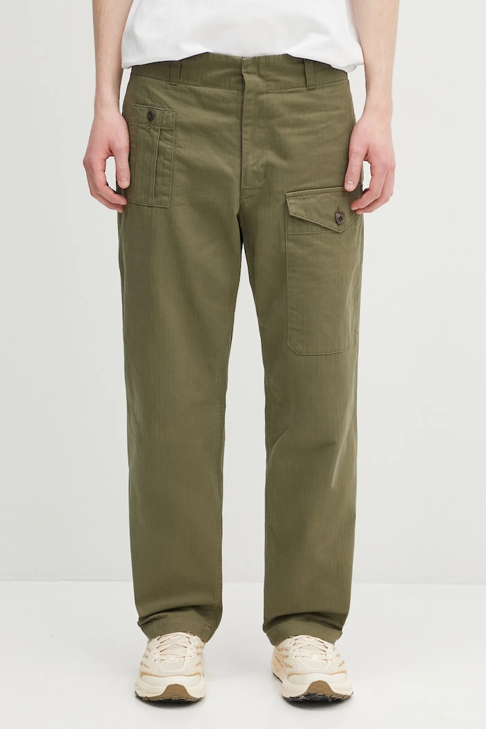 Хлопковые брюки Human Made Straight Cargo Pants гладкий зелёный HM29PT010