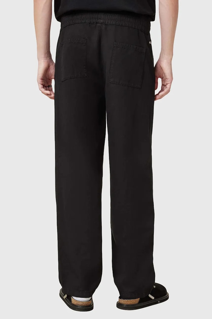 AllSaints spodnie z domieszką lnu HANBURY M038TC czarny