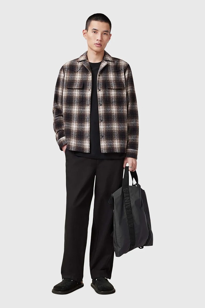 AllSaints spodnie z domieszką lnu HANBURY M038TC