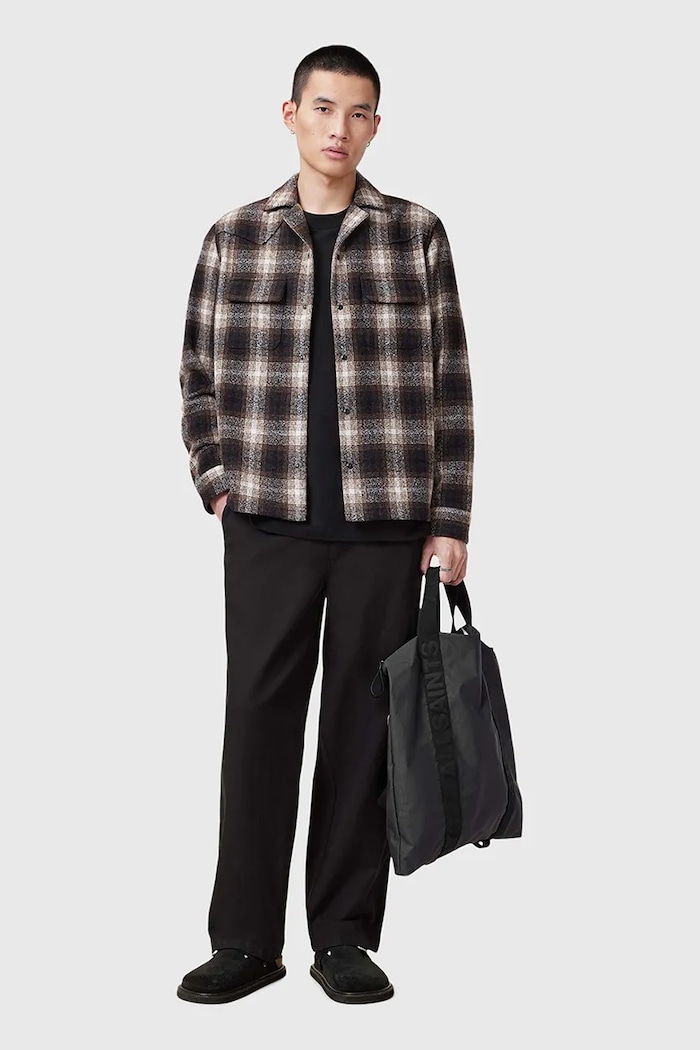 AllSaints spodnie z domieszką lnu HANBURY M038TC