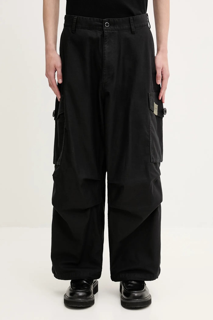 NEIGHBORHOOD cotton trousers Wide Cargo Pants cotton black 251SPNH.PTM06