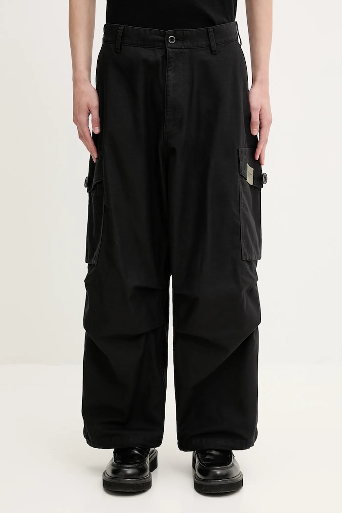 NEIGHBORHOOD cotton trousers Wide Cargo Pants cotton black 251SPNH.PTM06