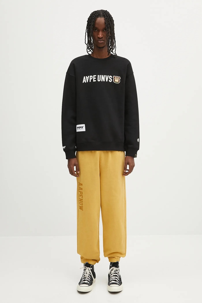 Pamučni donji dio trenirke AAPE Now Sweat AAPPTMB627XXN zlatna