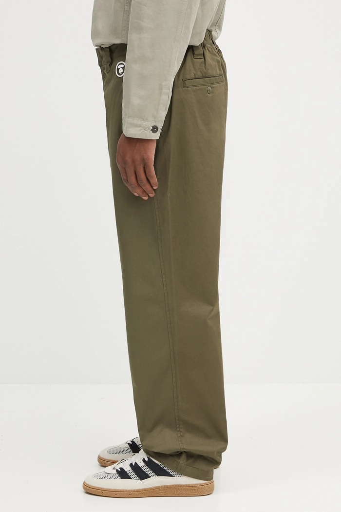 Παντελόνι AAPE Now Woven AAPPTMB619XXN πράσινο SS25