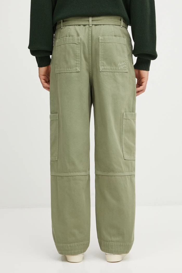 Одяг Бавовняні штани Maison Kitsuné Belted Utility OM01104WD4012 зелений
