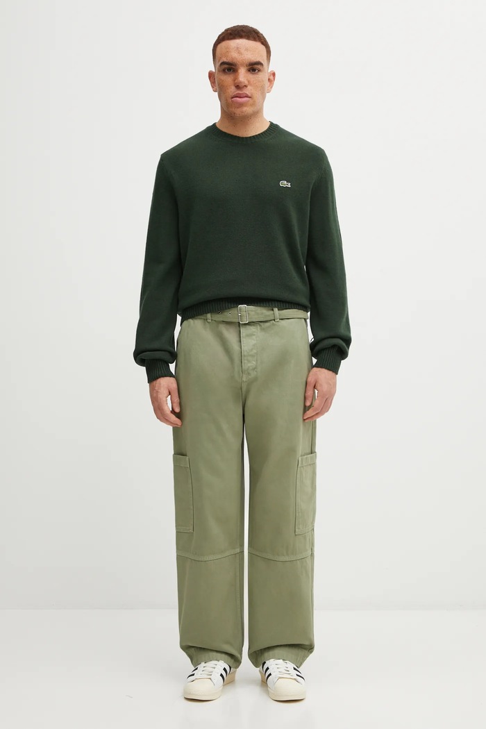 Бавовняні штани Maison Kitsuné Belted Utility OM01104WD4012 зелений