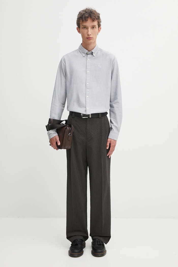 Брюки Maison Kitsuné Relaxed Pleated OM01112WC5032 зелёный