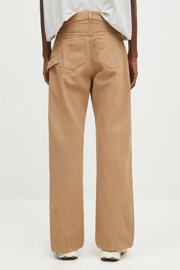 Odzież JW Anderson spodnie bawełniane Twisted Workwear TR0405.PG1744.130 beżowy