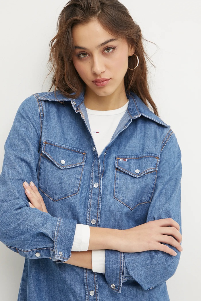 Tommy Jeans sukienka jeansowa niebieski DW0DW19853