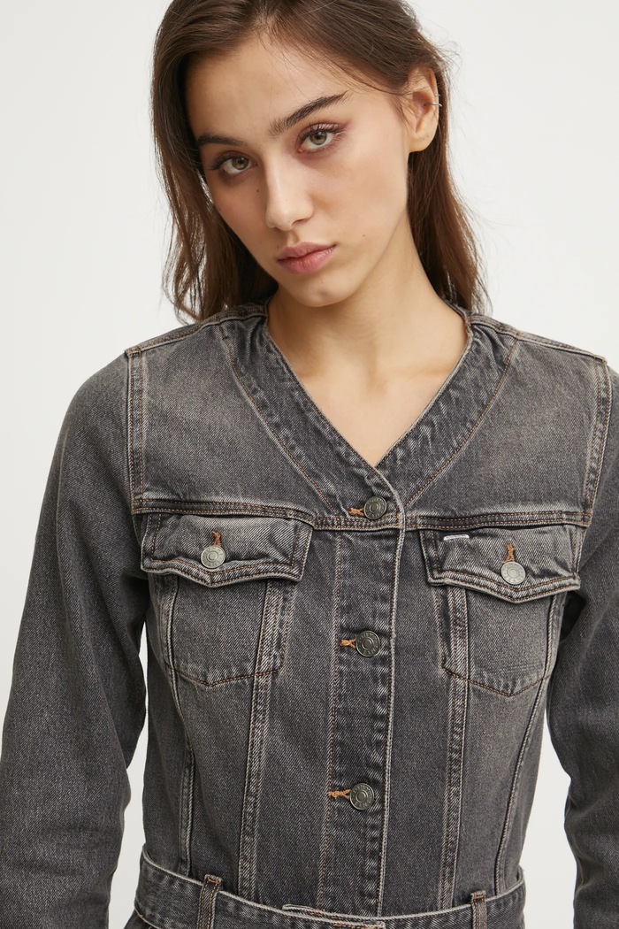 Džínové šaty Tommy Jeans šedá DW0DW20154