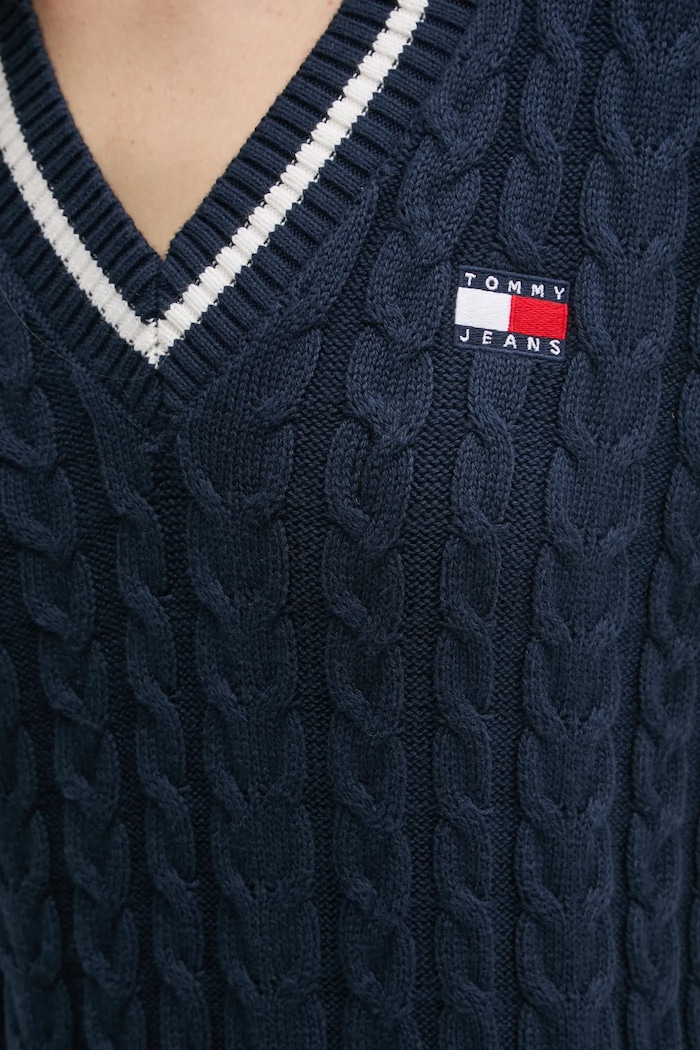 Bavlněné šaty Tommy Jeans DW0DW20186 námořnická modř