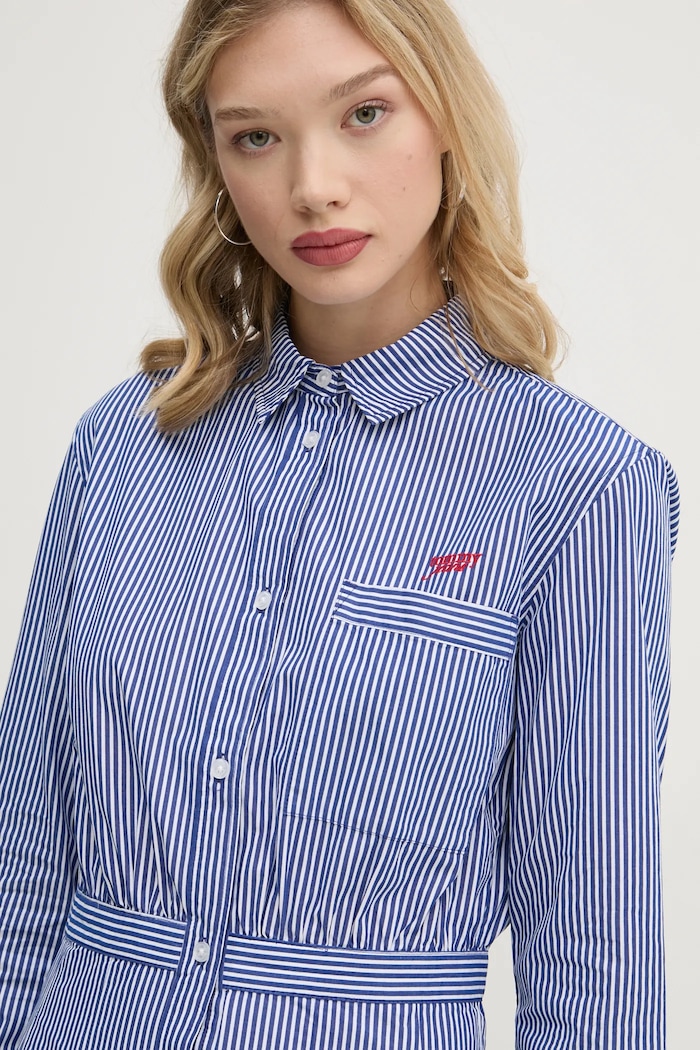 Bavlněné šaty Tommy Jeans námořnická modř DW0DW20470