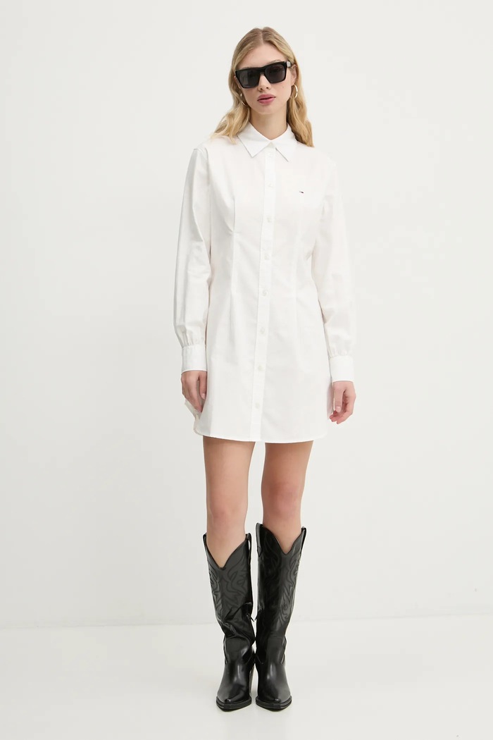 Bavlněné šaty Tommy Jeans DW0DW20471 bílá SS25