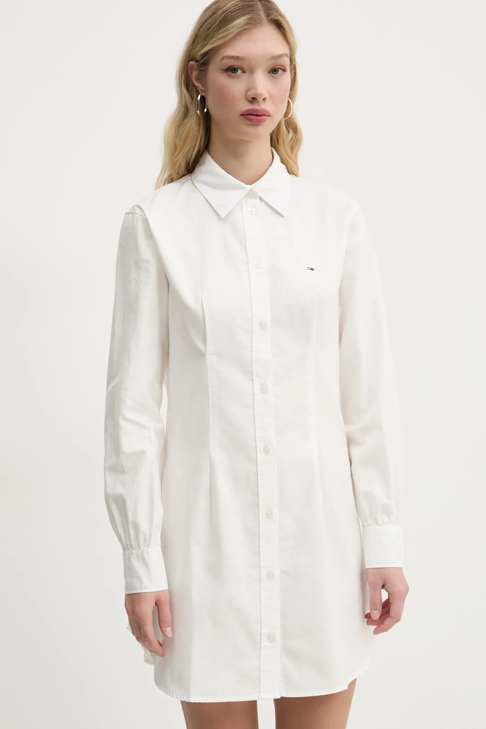 Bavlněné šaty Tommy Jeans bílá DW0DW20471