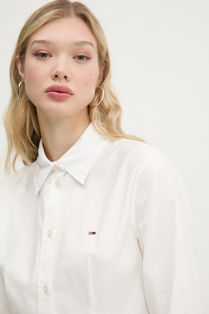 Bavlněné šaty Tommy Jeans DW0DW20471 bílá