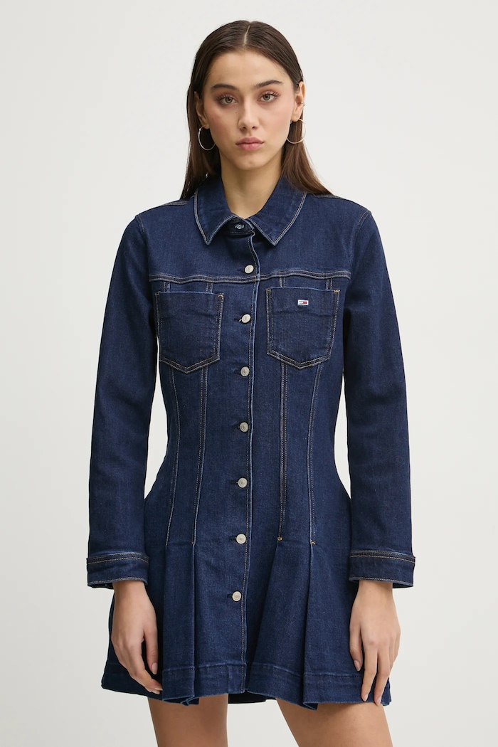 Рокля Tommy Jeans памук тъмносин DW0DW20533
