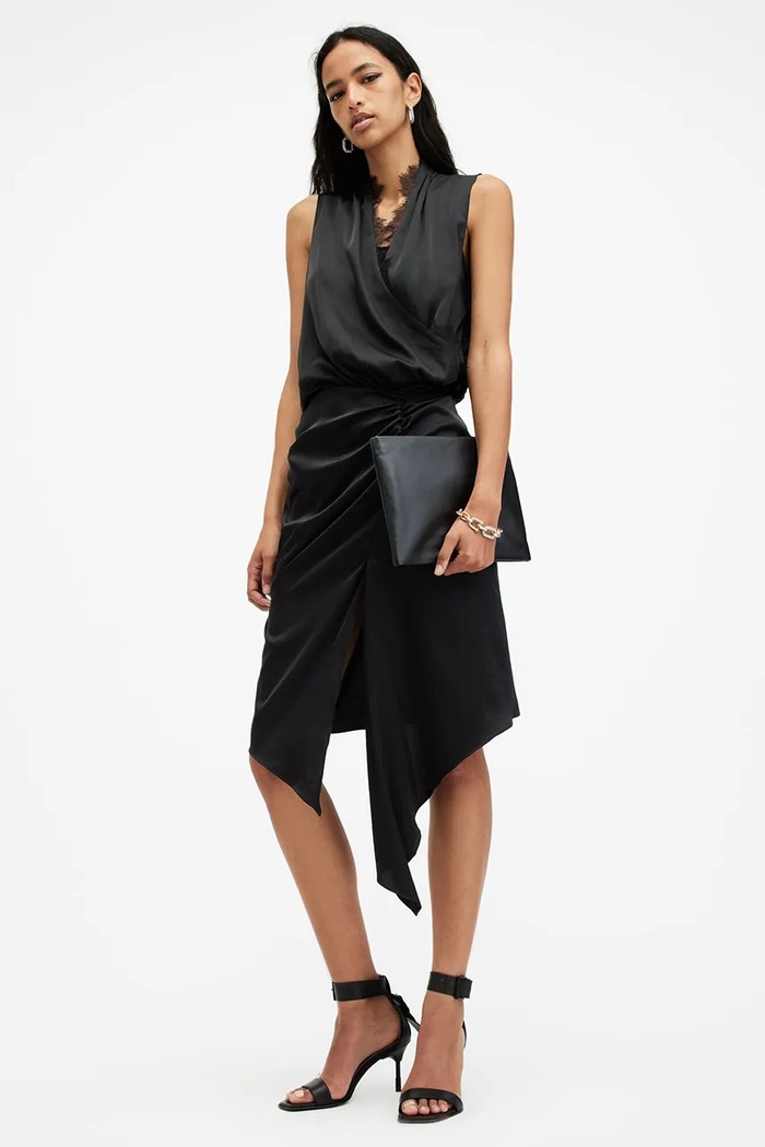 Haljina AllSaints ABI LACE W256DB crna SS25