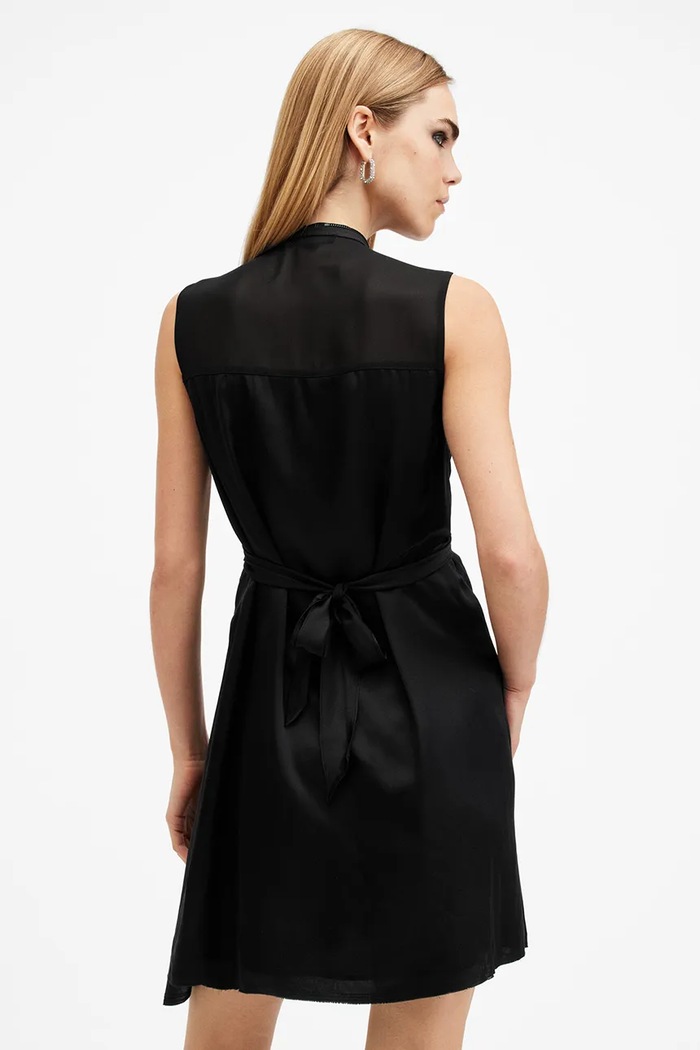 Rochie din amestec de matase JAYDA AllSaints negru W278DB